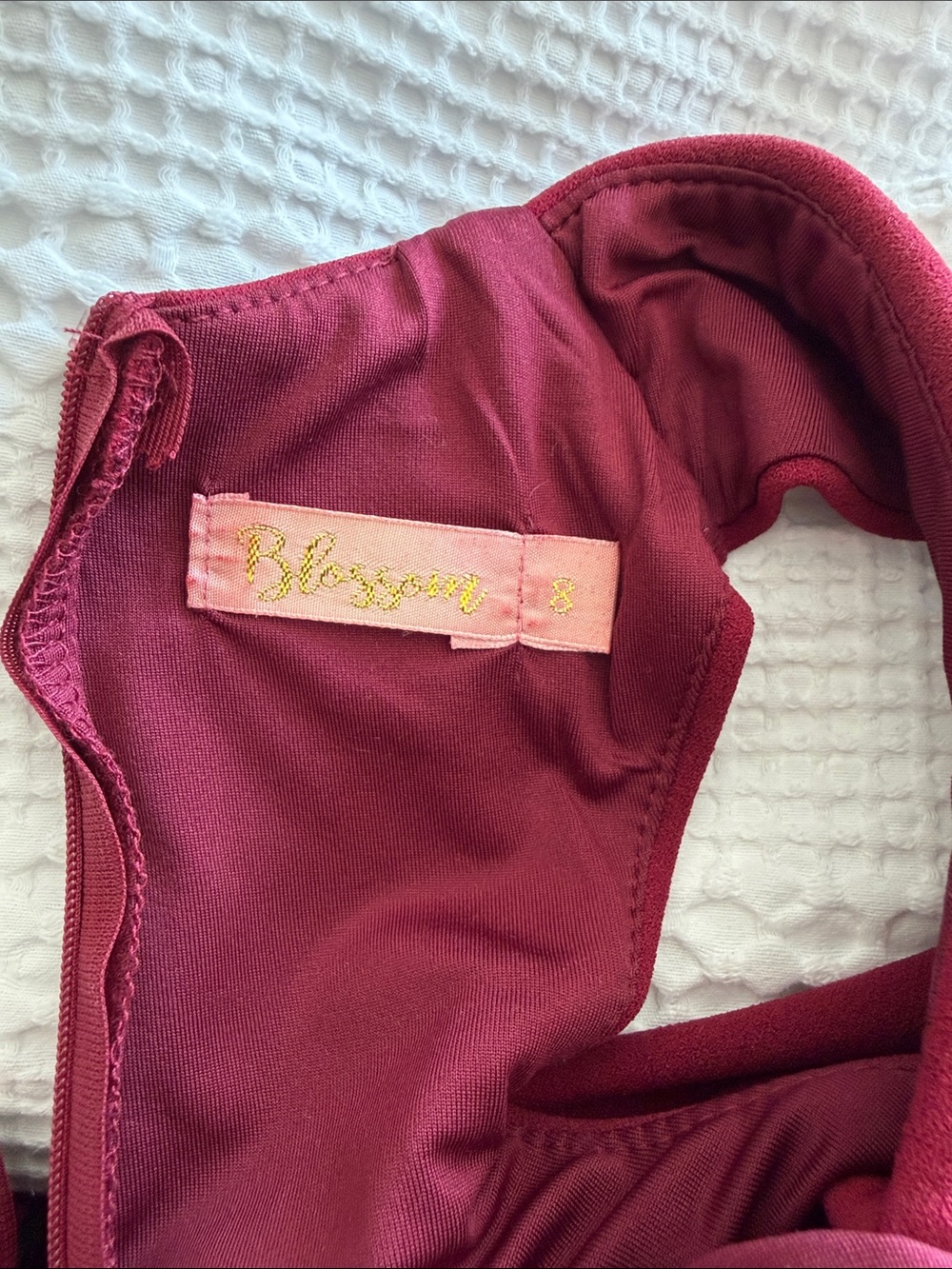 Cross-Back Burgundy High-Low Ruched Dress - Picture 2 of 4